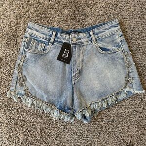 Size M Festival Denim Shorts with Bling